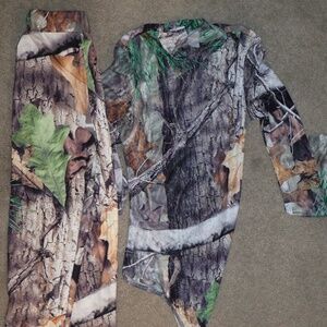 Woods Print Two Piece Legging Set with Sheer Bodysuit